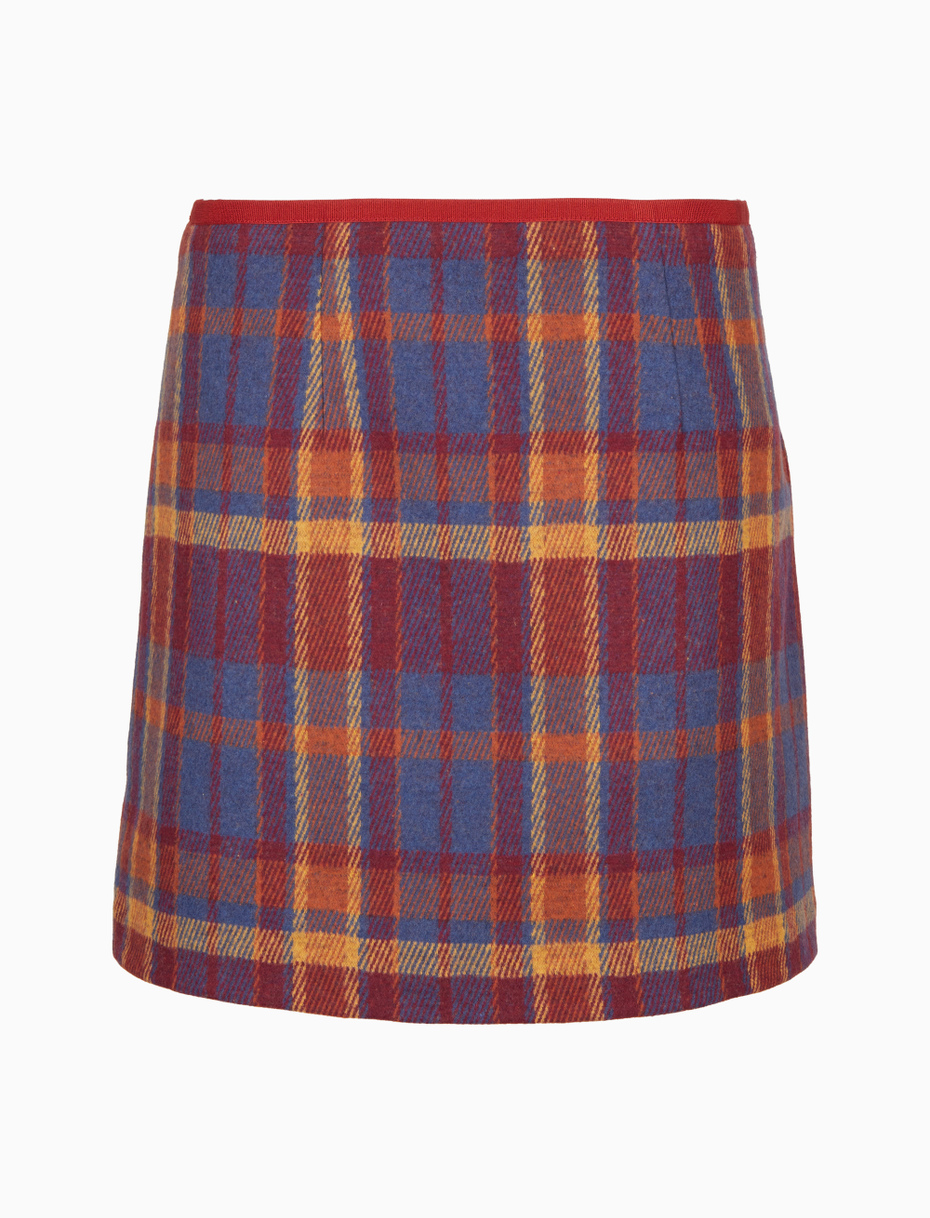 Women's blue diagonal tartan A-line mini skirt - Gallo 1927 - Official Online Shop