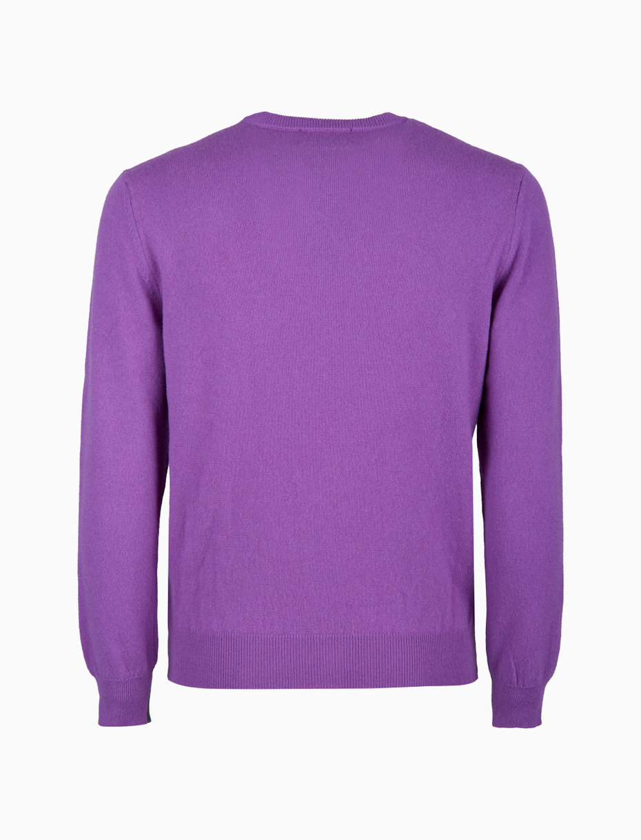 Pull girocollo uomo puro cashmere viola tinta unita - Gallo 1927 - Official Online Shop