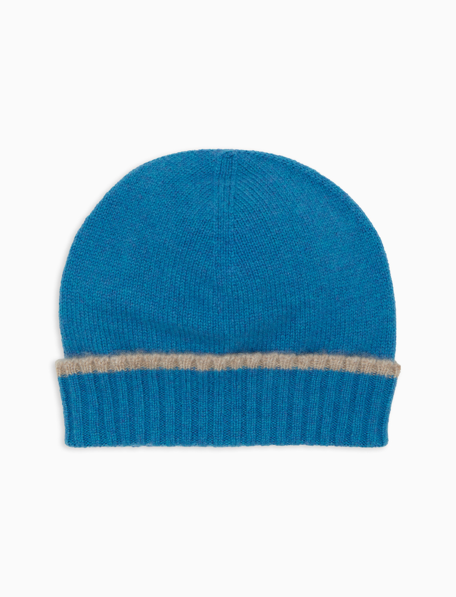 Unisex lapel cap in pure light blue cashmere - Gallo 1927 - Official Online Shop