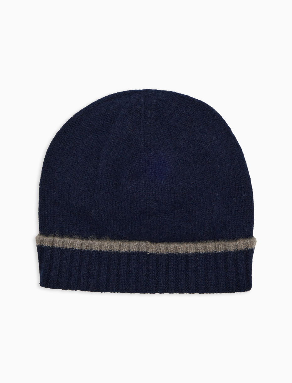 Unisex lapel cap in pure blue cashmere - Gallo 1927 - Official Online Shop