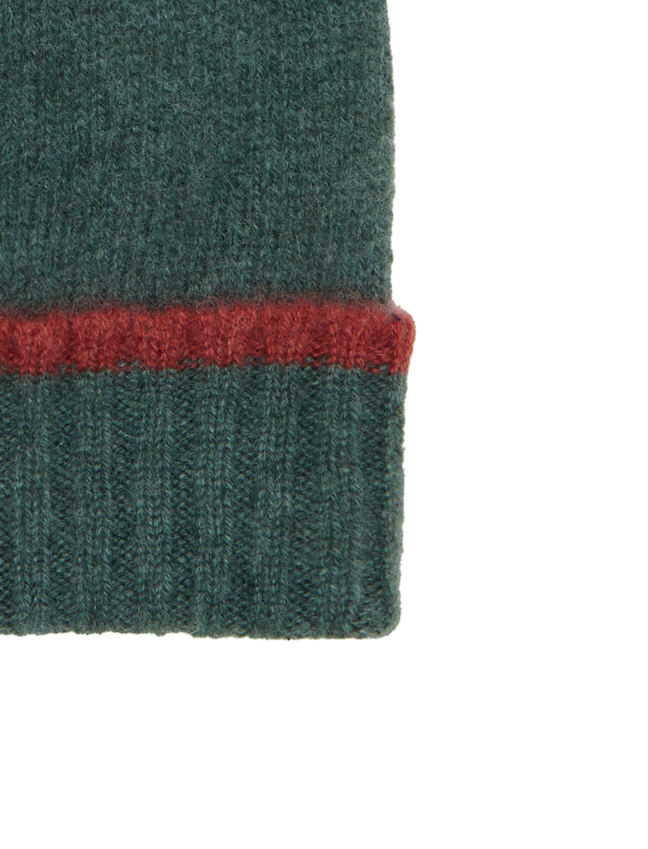 Unisex turn-up cap in pure green cashmere, solid color - Gallo 1927 - Official Online Shop