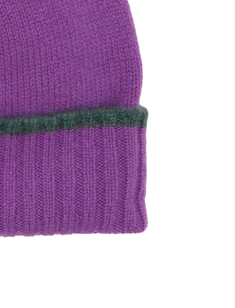 Unisex turn-up cap in pure purple cashmere, solid color - Gallo 1927 - Official Online Shop