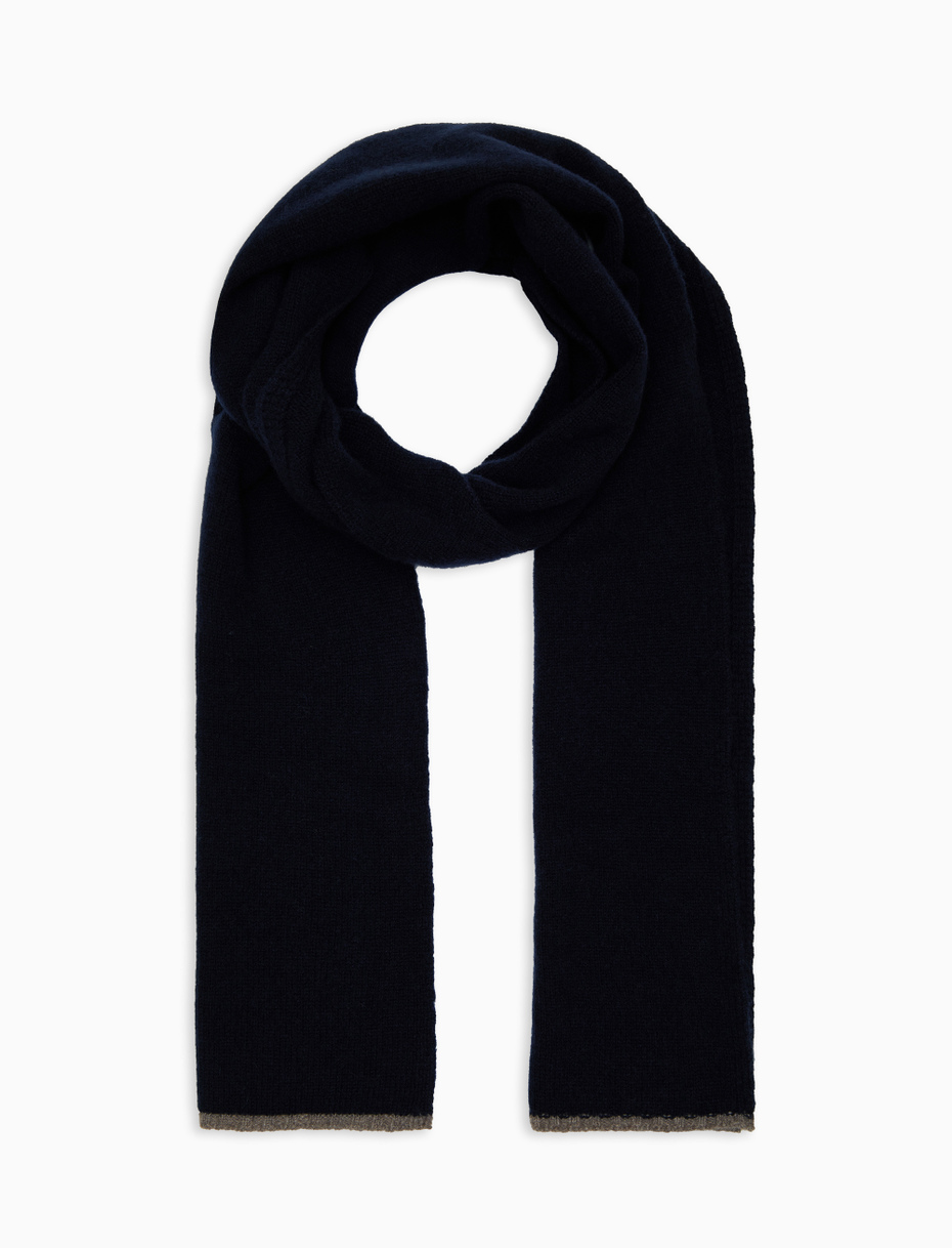 Unisex solid blue scarf in pure cashmere - Gallo 1927 - Official Online Shop