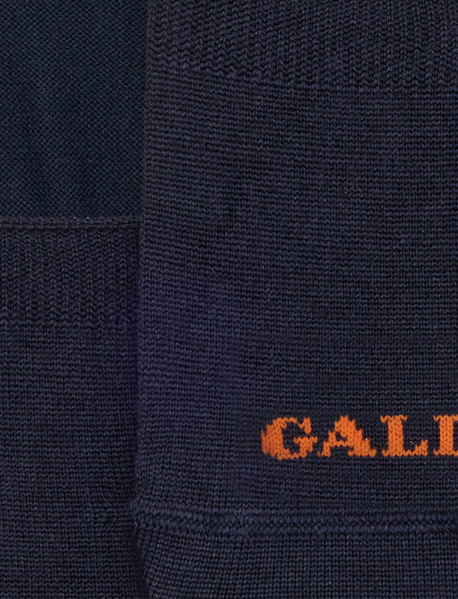 Unisex solid blue inlay in wool, silk, and cashmere - Gallo 1927 - Official Online Shop