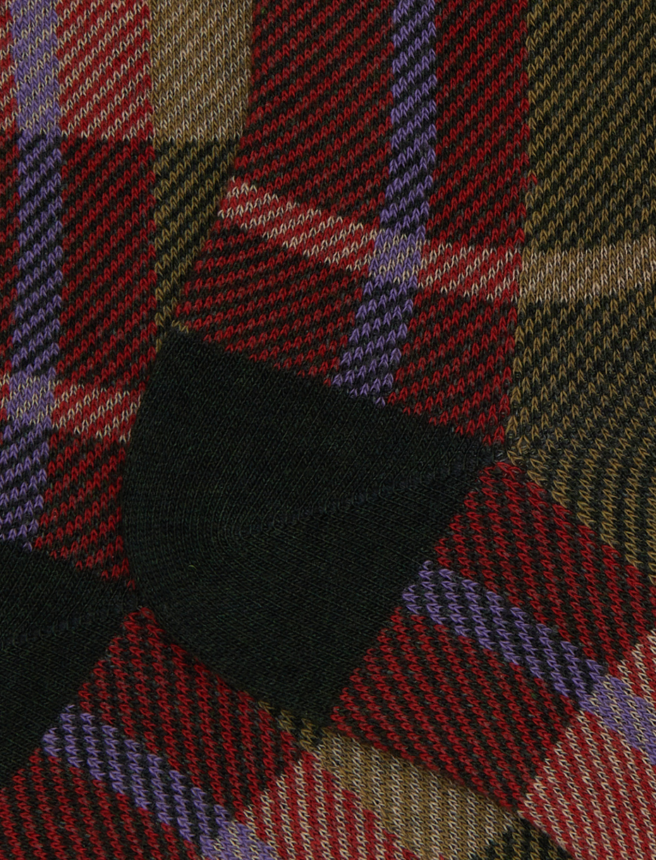 Men's short green cotton socks with tartan pattern - Gallo 1927 - Official Online Shop