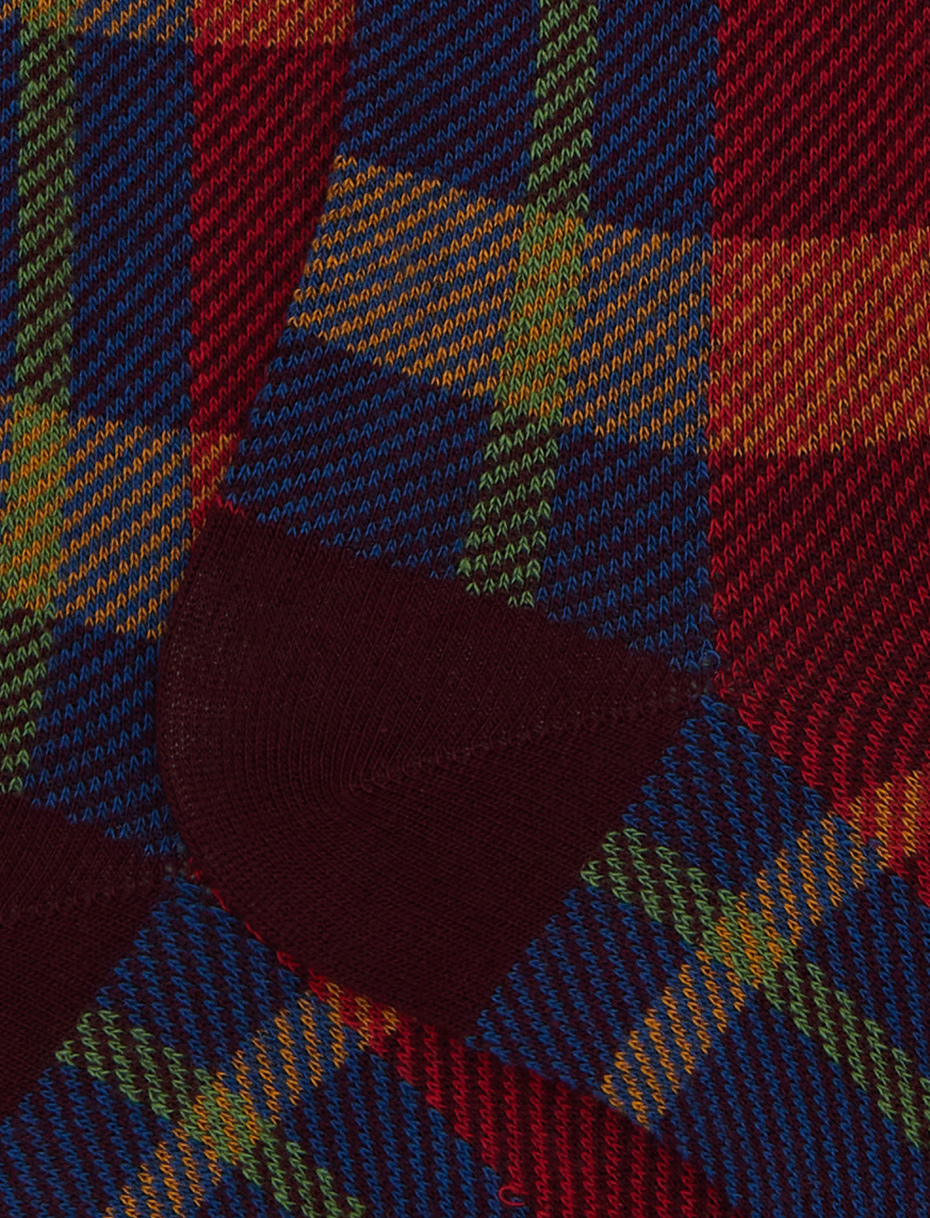 Women's long purple cotton socks with tartan pattern - Gallo 1927 - Official Online Shop