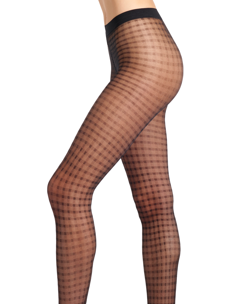 20 denier women's black tights with micro check pattern - Gallo 1927 - Official Online Shop
