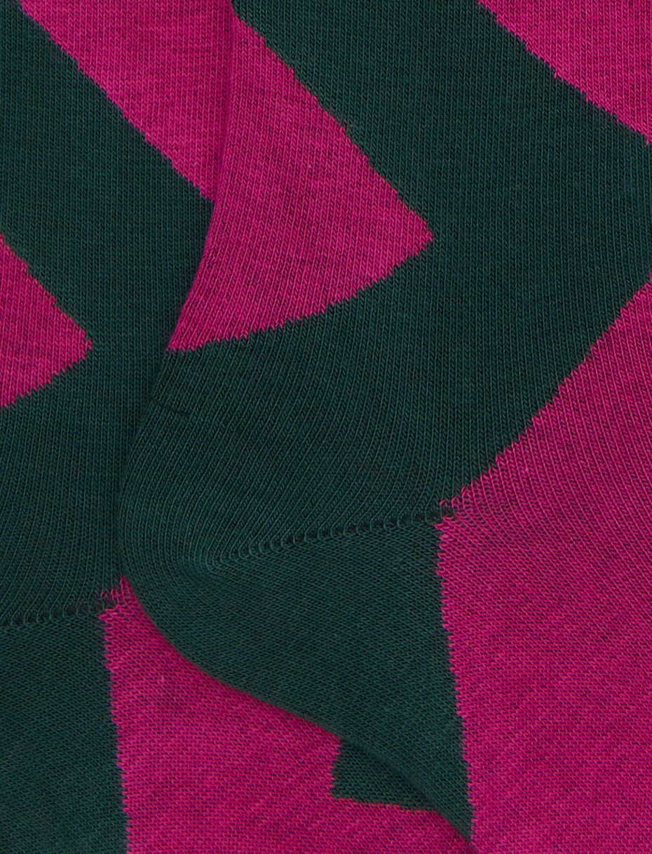 Men's long green cotton socks with maxi diamond pattern - Gallo 1927 - Official Online Shop