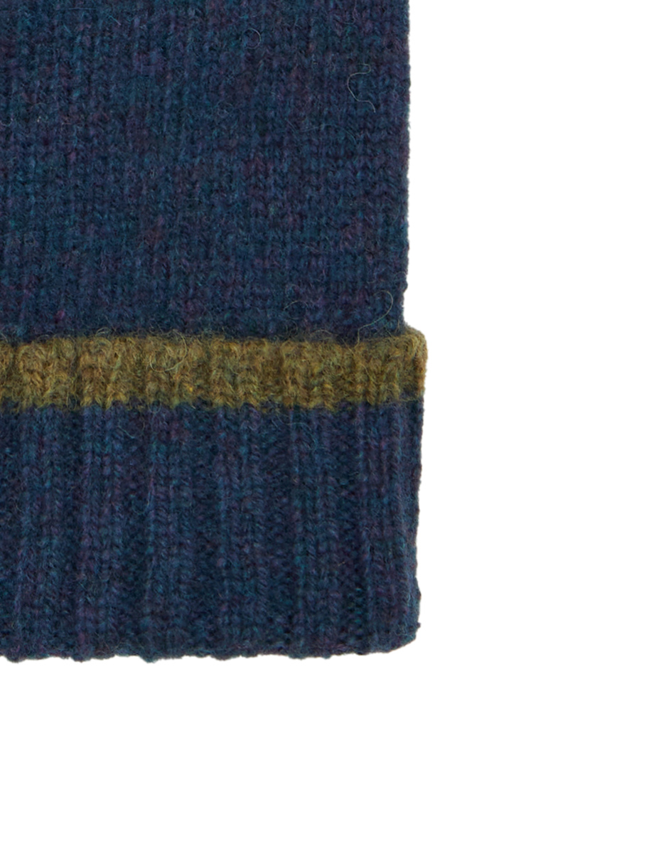 Unisex solid blue wool cap with turn-up - Gallo 1927 - Official Online Shop
