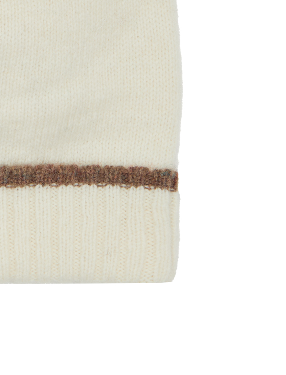 Unisex plain white wool cap with turn-up - Gallo 1927 - Official Online Shop