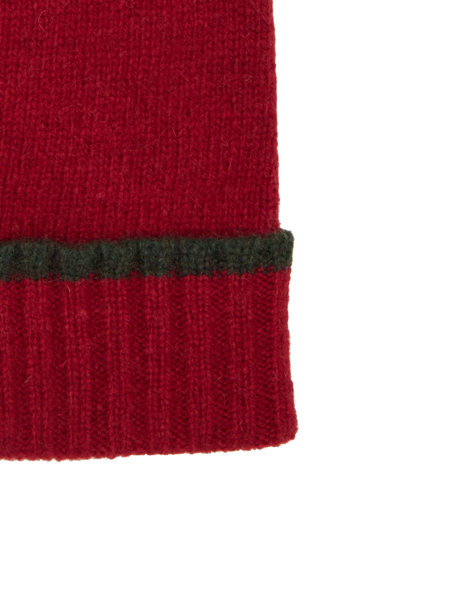 Unisex plain red wool cap with turn-up - Gallo 1927 - Official Online Shop