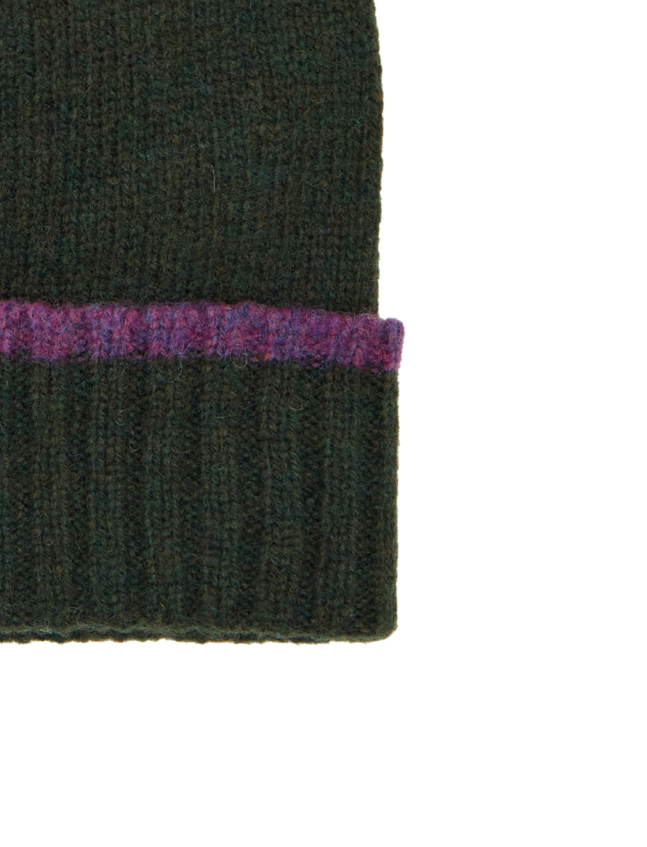 Unisex plain green wool cap with turn-up - Gallo 1927 - Official Online Shop