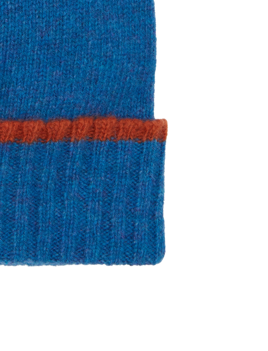 Unisex plain light blue wool cap with turn-up - Gallo 1927 - Official Online Shop