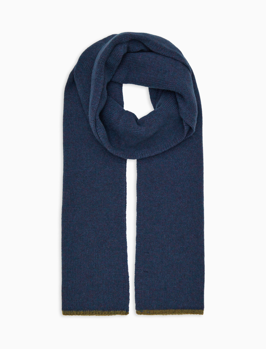 Unisex plain blue wool scarf - Gallo 1927 - Official Online Shop