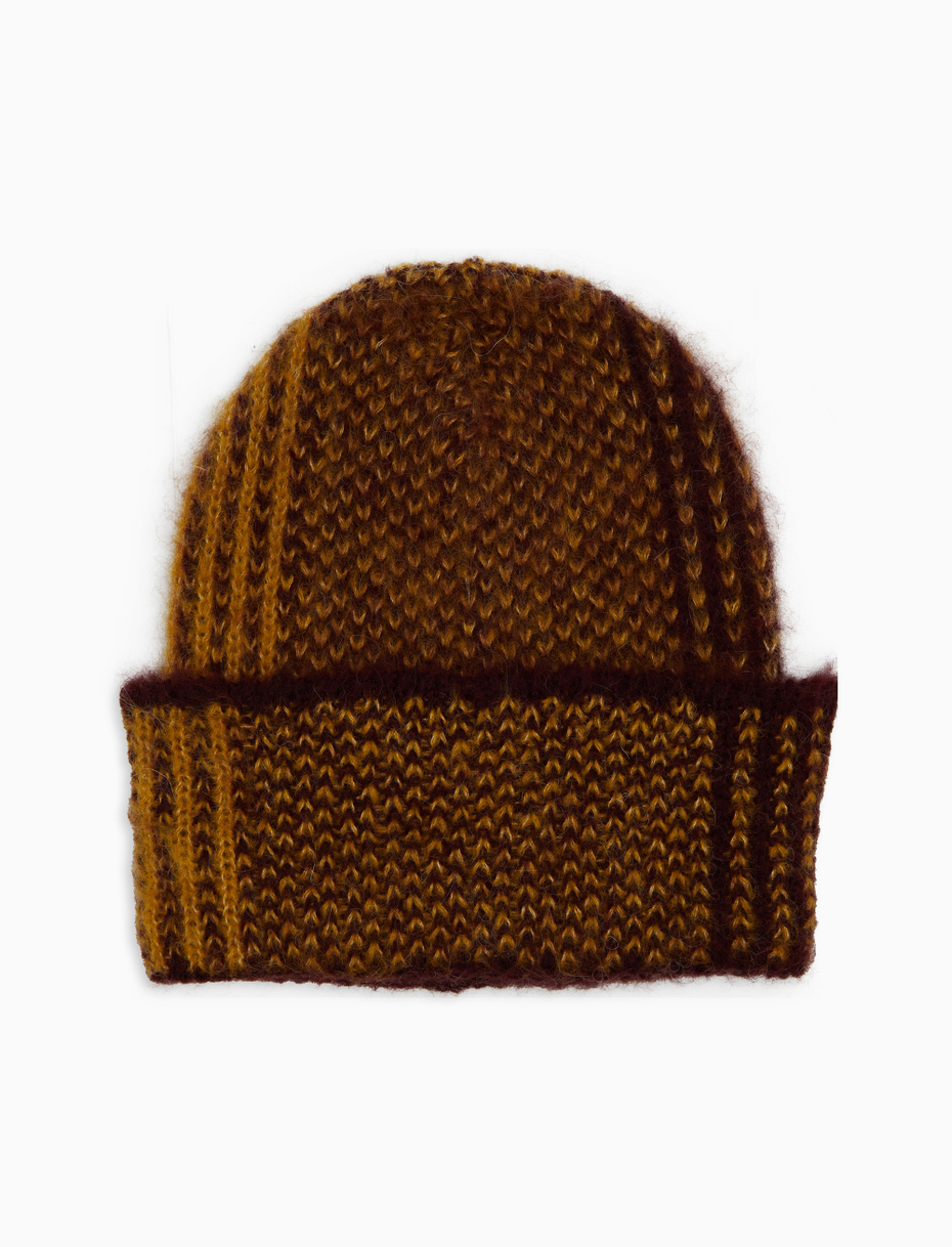 Unisex burgundy tartan-striped cap with turn-up - Gallo 1927 - Official Online Shop