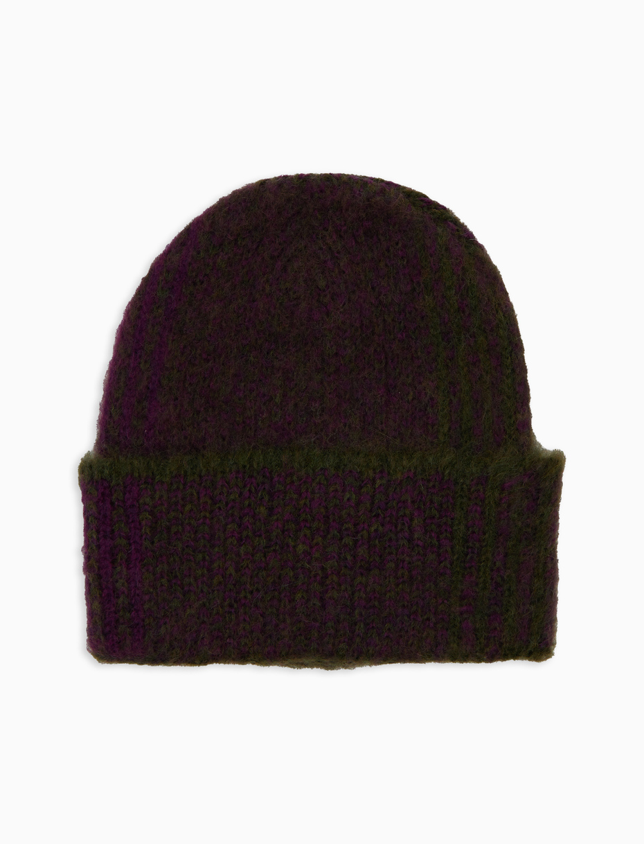 Unisex purple tartan-striped cap with turn-up - Gallo 1927 - Official Online Shop