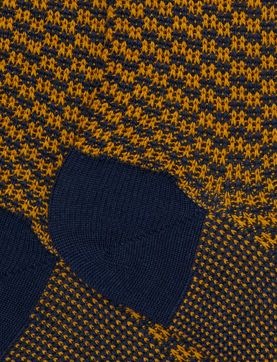 Calze lunghe uomo lana, seta e cashmere blu fantasia trattini - Gallo 1927 - Official Online Shop