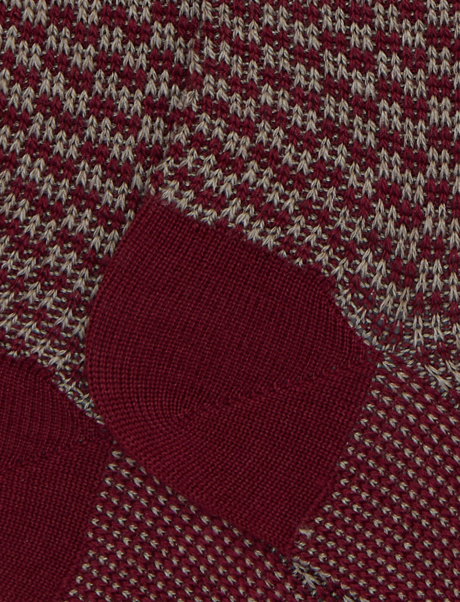 Calze lunghe uomo lana, seta e cashmere bordò fantasia trattini - Gallo 1927 - Official Online Shop
