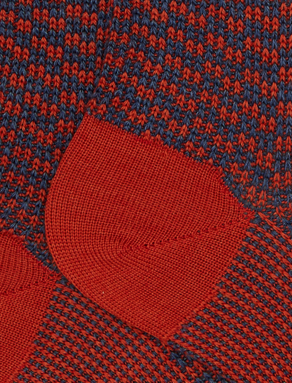 Calze lunghe uomo lana, seta e cashmere arancio fantasia trattini - Gallo 1927 - Official Online Shop