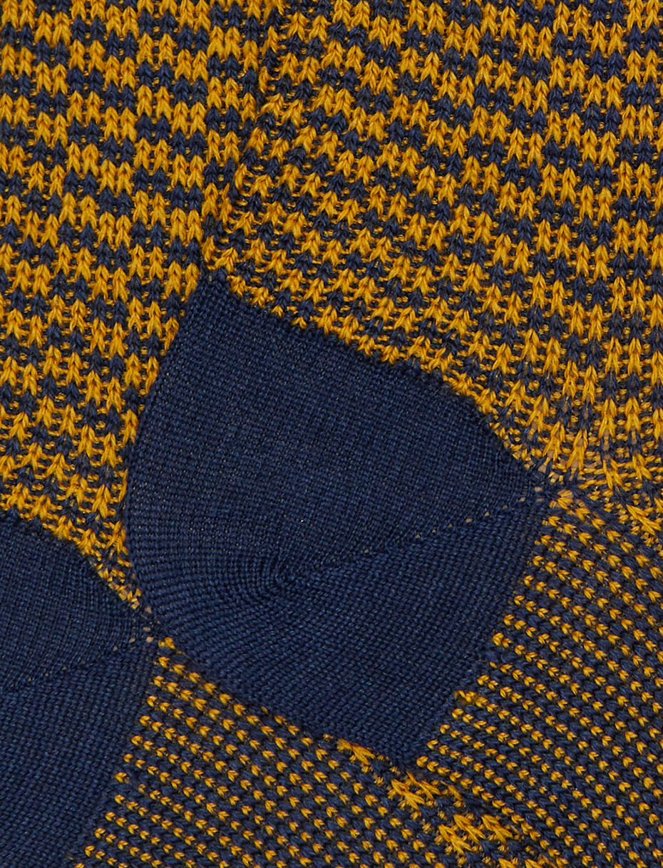 Calze corte uomo lana, seta e cashmere blu fantasia trattini - Gallo 1927 - Official Online Shop
