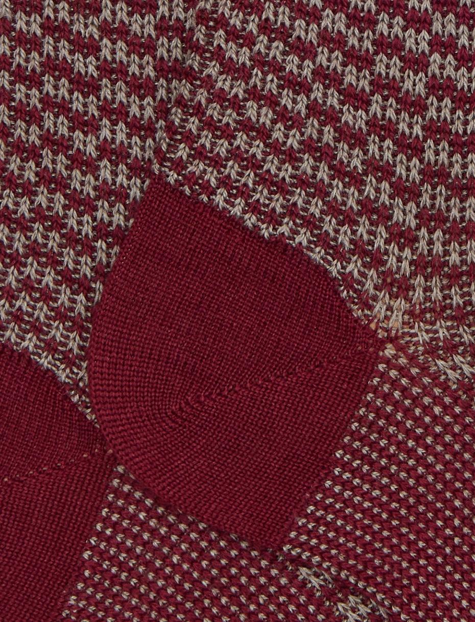 Calze corte uomo lana, seta e cashmere bordò fantasia trattini - Gallo 1927 - Official Online Shop