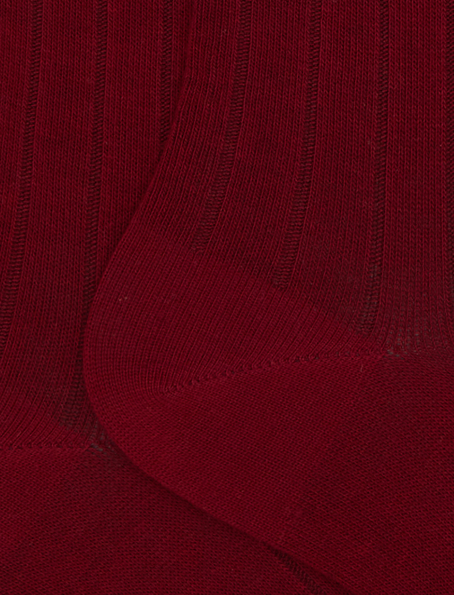 Men's long burgundy cotton socks with ribbing - Gallo 1927 - Official Online Shop
