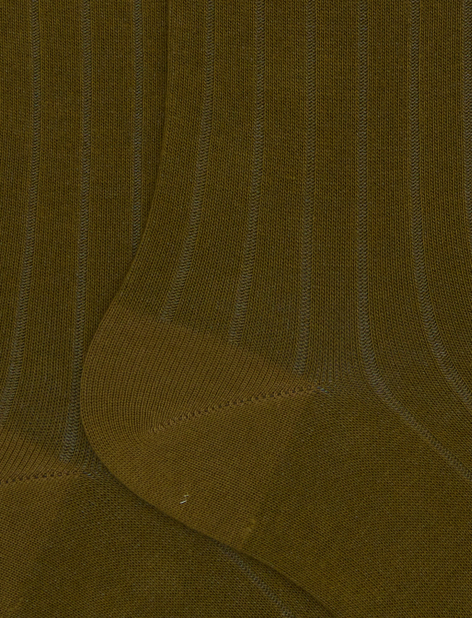 Men's long green cotton socks with ribbing - Gallo 1927 - Official Online Shop