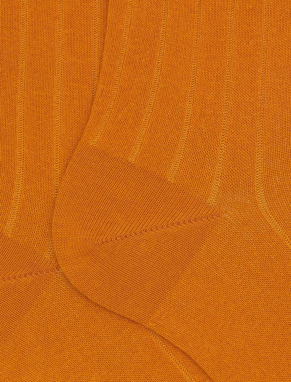 Men's short yellow cotton socks with ribbing - Gallo 1927 - Official Online Shop