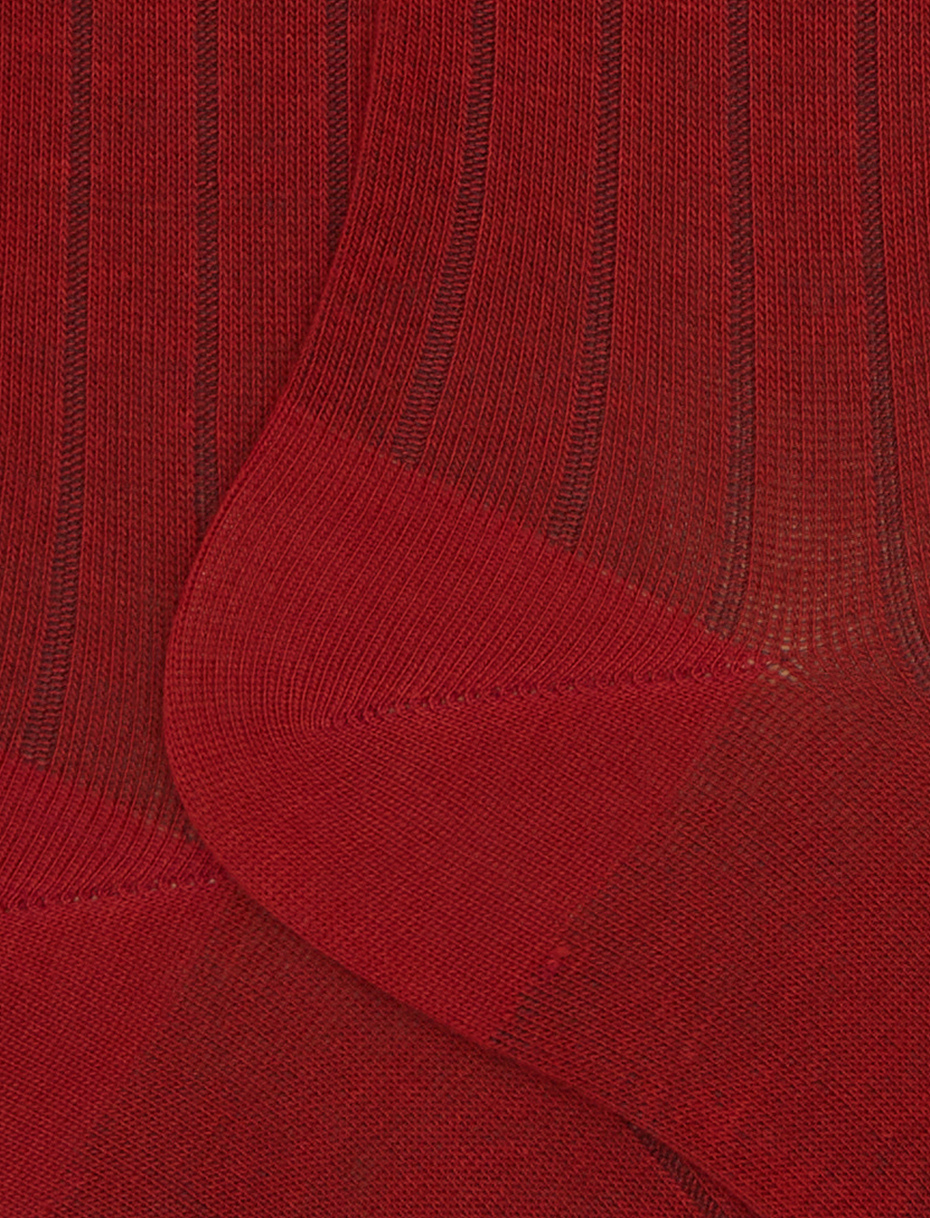 Calze lunghe donna cotone arancio tinta unita a coste - Gallo 1927 - Official Online Shop
