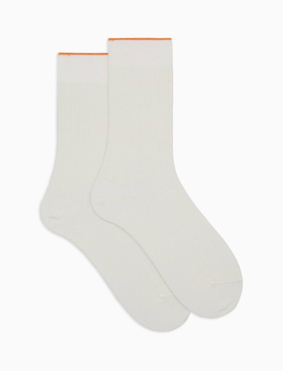 Calze corte donna cotone bianco tinta unita a coste - Gallo 1927 - Official Online Shop