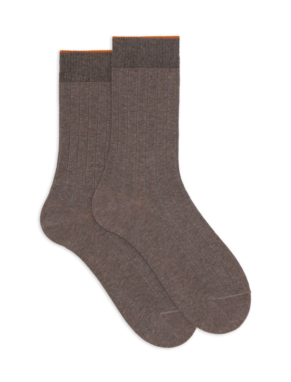 Calze corte donna cotone beige tinta unita a coste - Gallo 1927 - Official Online Shop