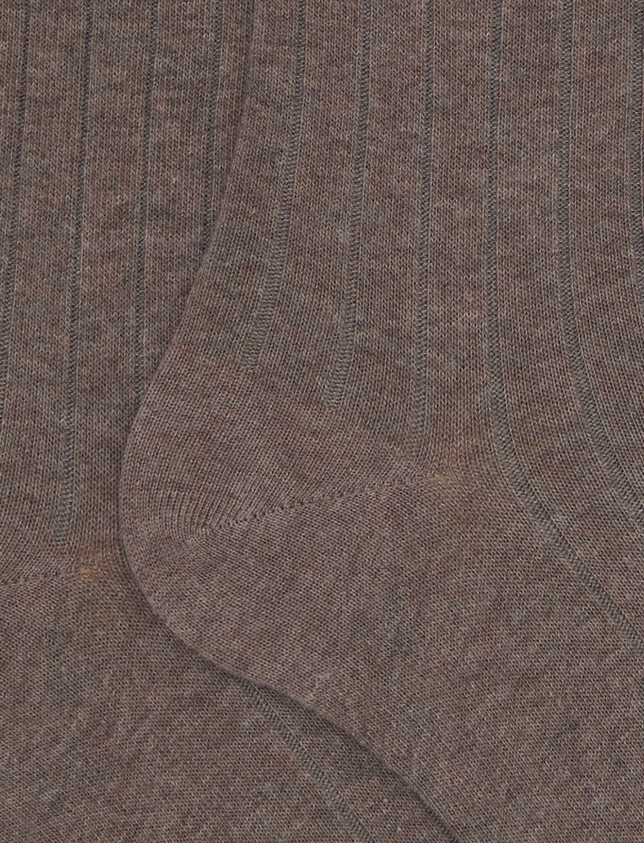 Calze corte donna cotone beige tinta unita a coste - Gallo 1927 - Official Online Shop