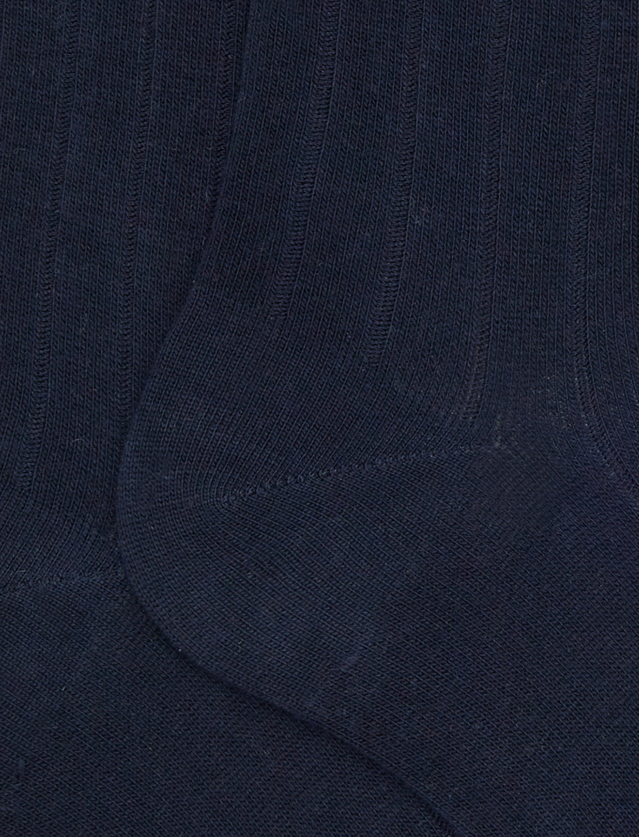 Calze corte donna cotone blu tinta unita a coste - Gallo 1927 - Official Online Shop