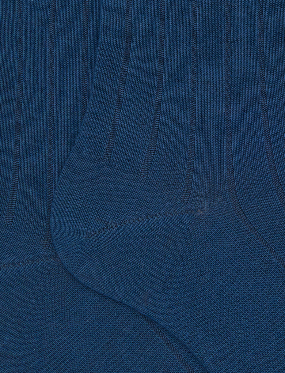 Calze corte donna cotone blu tinta unita a coste - Gallo 1927 - Official Online Shop