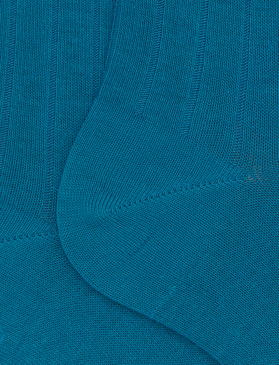 Calze corte donna cotone blu tinta unita a coste - Gallo 1927 - Official Online Shop