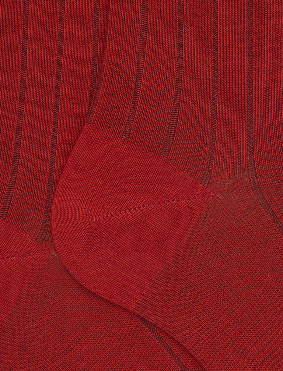 Calze corte donna cotone arancio tinta unita a coste - Gallo 1927 - Official Online Shop