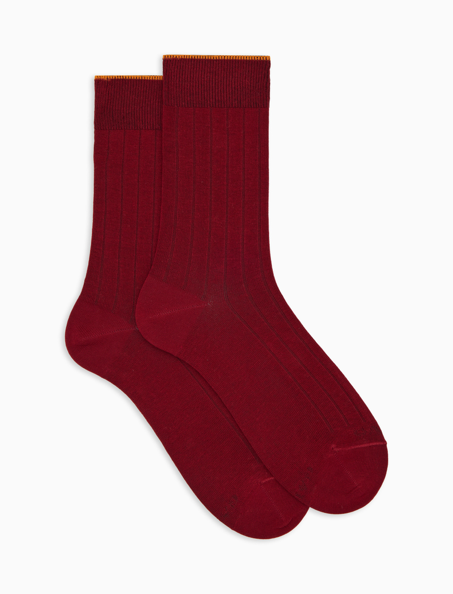 Calze corte donna cotone bordò tinta unita a coste - Gallo 1927 - Official Online Shop
