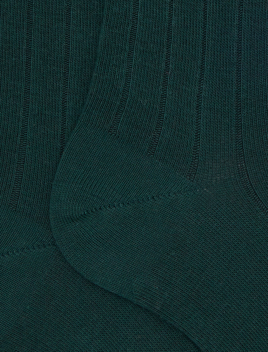 Calze corte donna cotone verde tinta unita a coste - Gallo 1927 - Official Online Shop