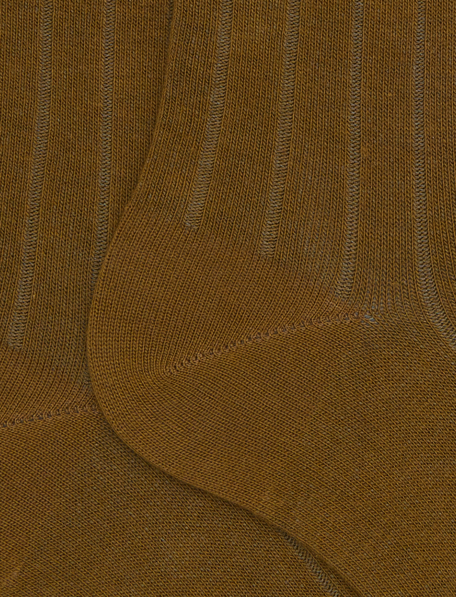 Calze corte donna cotone verde tinta unita a coste - Gallo 1927 - Official Online Shop