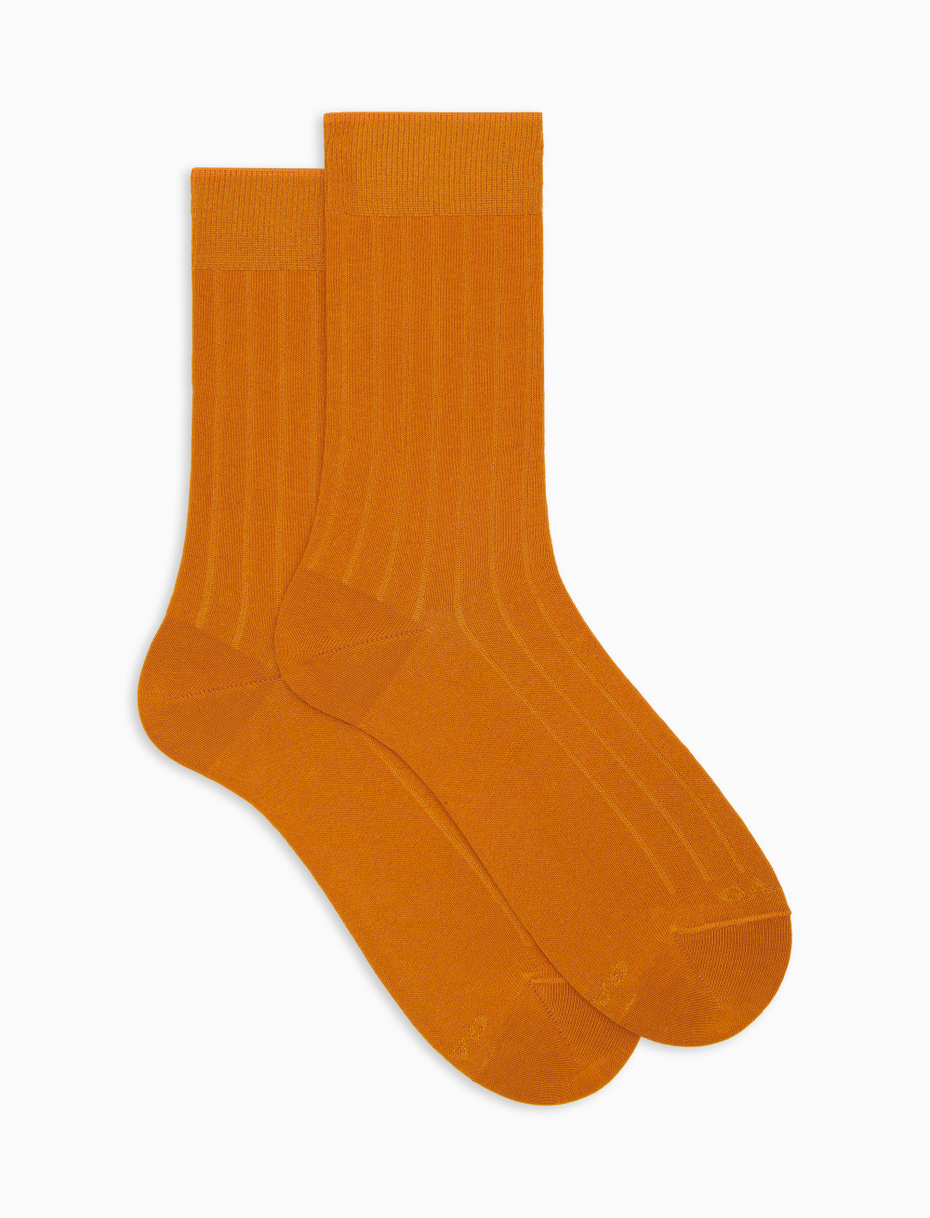 Calze corte donna cotone giallo tinta unita a coste - Gallo 1927 - Official Online Shop