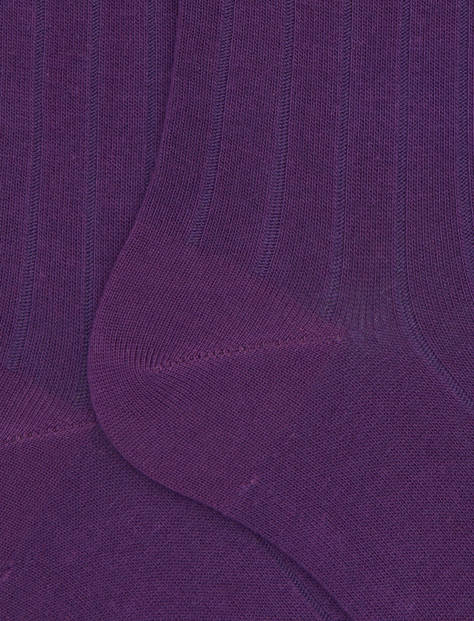 Calze corte donna cotone viola tinta unita a coste - Gallo 1927 - Official Online Shop