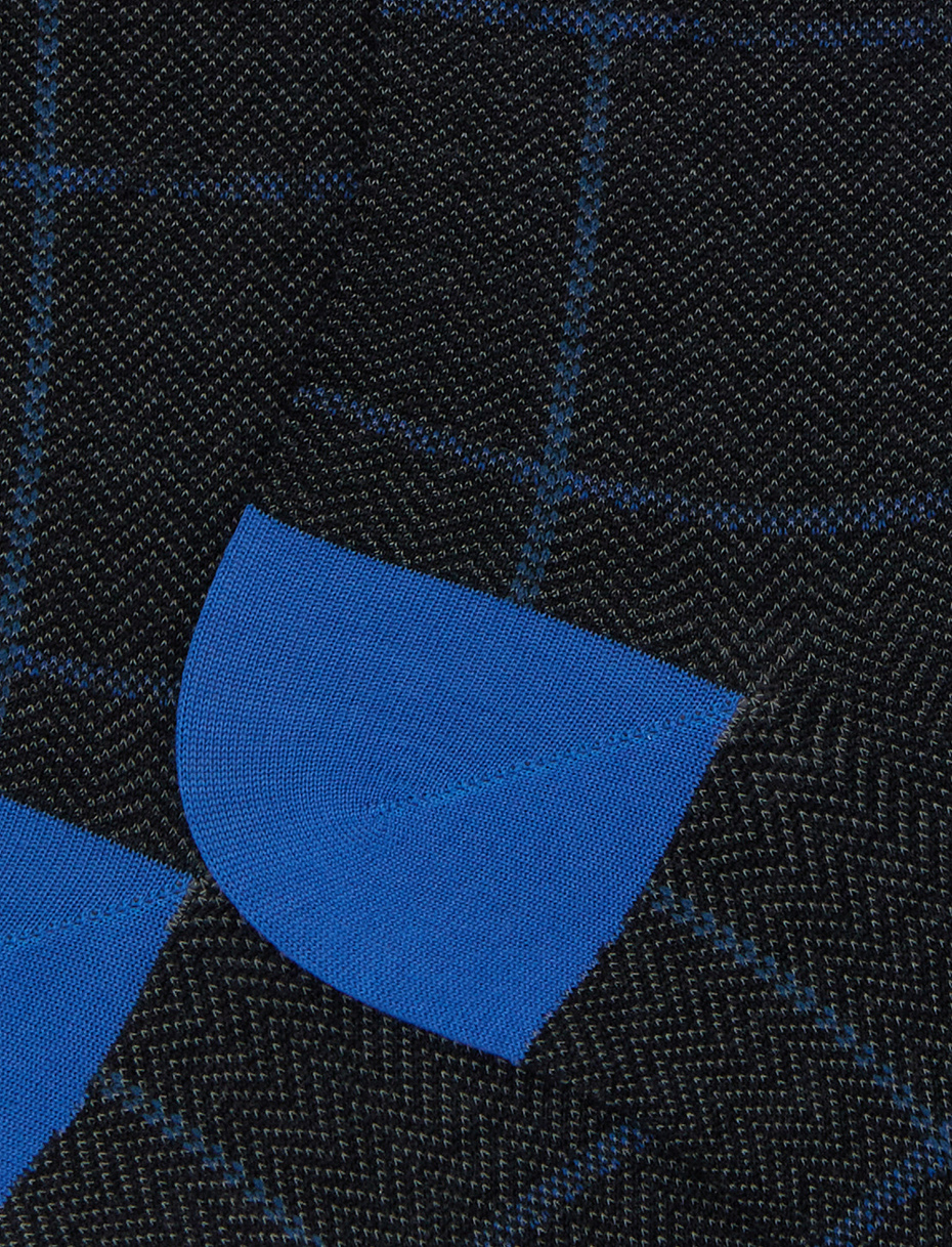 Men's long gray wool socks with windowpane pattern - Gallo 1927 - Official Online Shop