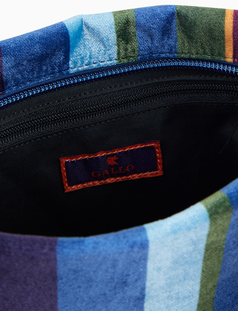 Women's blue velvet clutch bag with multicolored stripes - Gallo 1927 - Official Online Shop
