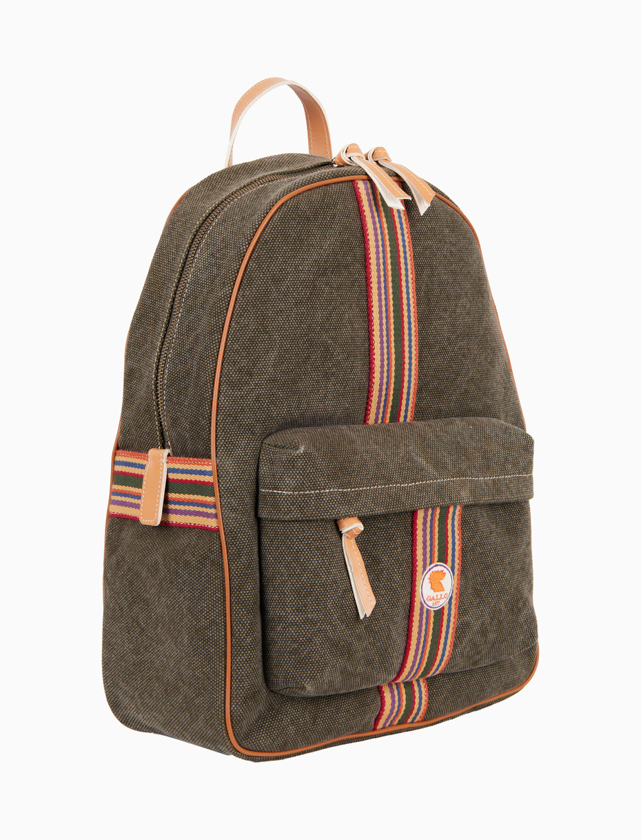 Zaino unisex in canvas di cotone verde tinta unita - Gallo 1927 - Official Online Shop