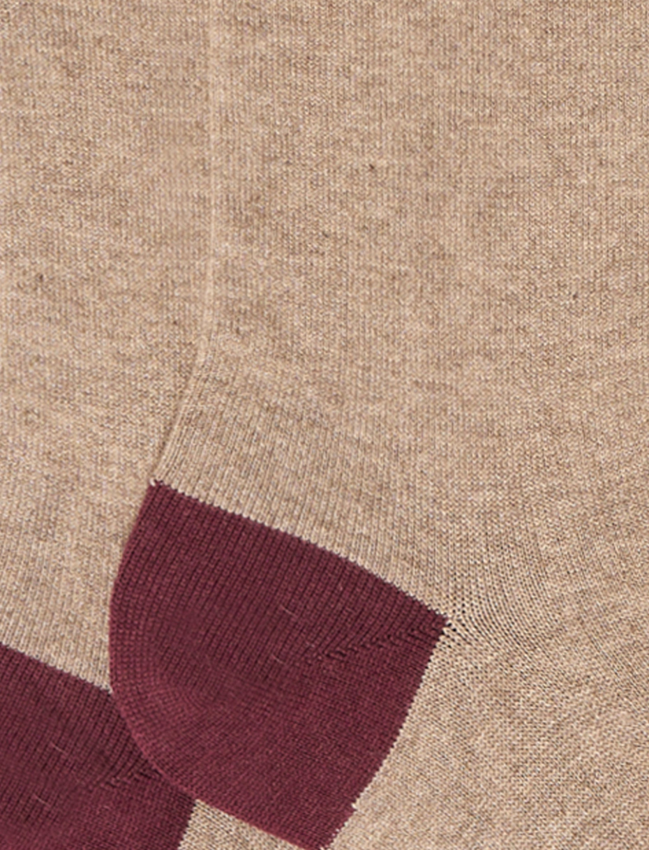 Calze lunghe donna cotone e cashmere beige tinta unita e contrasti - Gallo 1927 - Official Online Shop