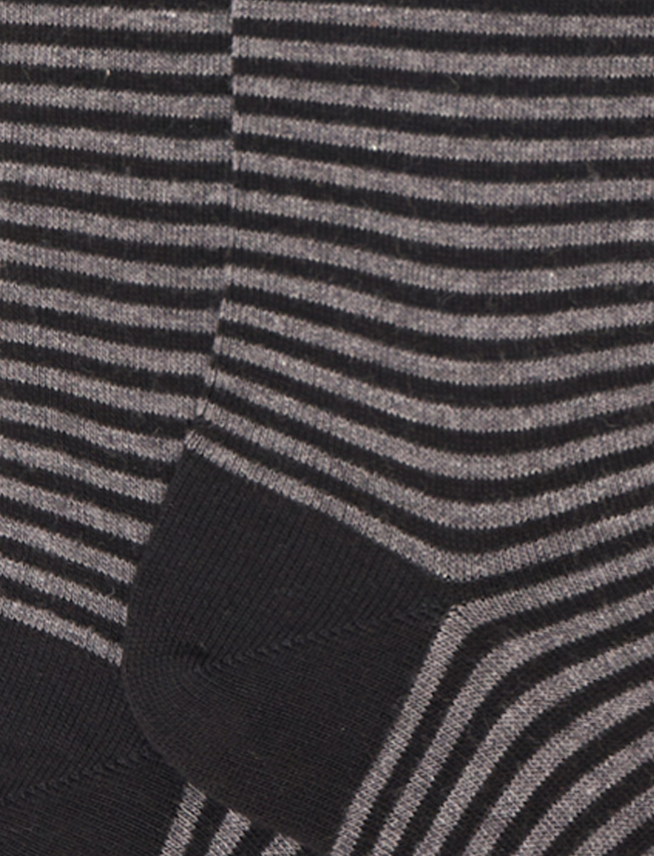 Women's long black cotton socks with Windsor stripes - Gallo 1927 - Official Online Shop