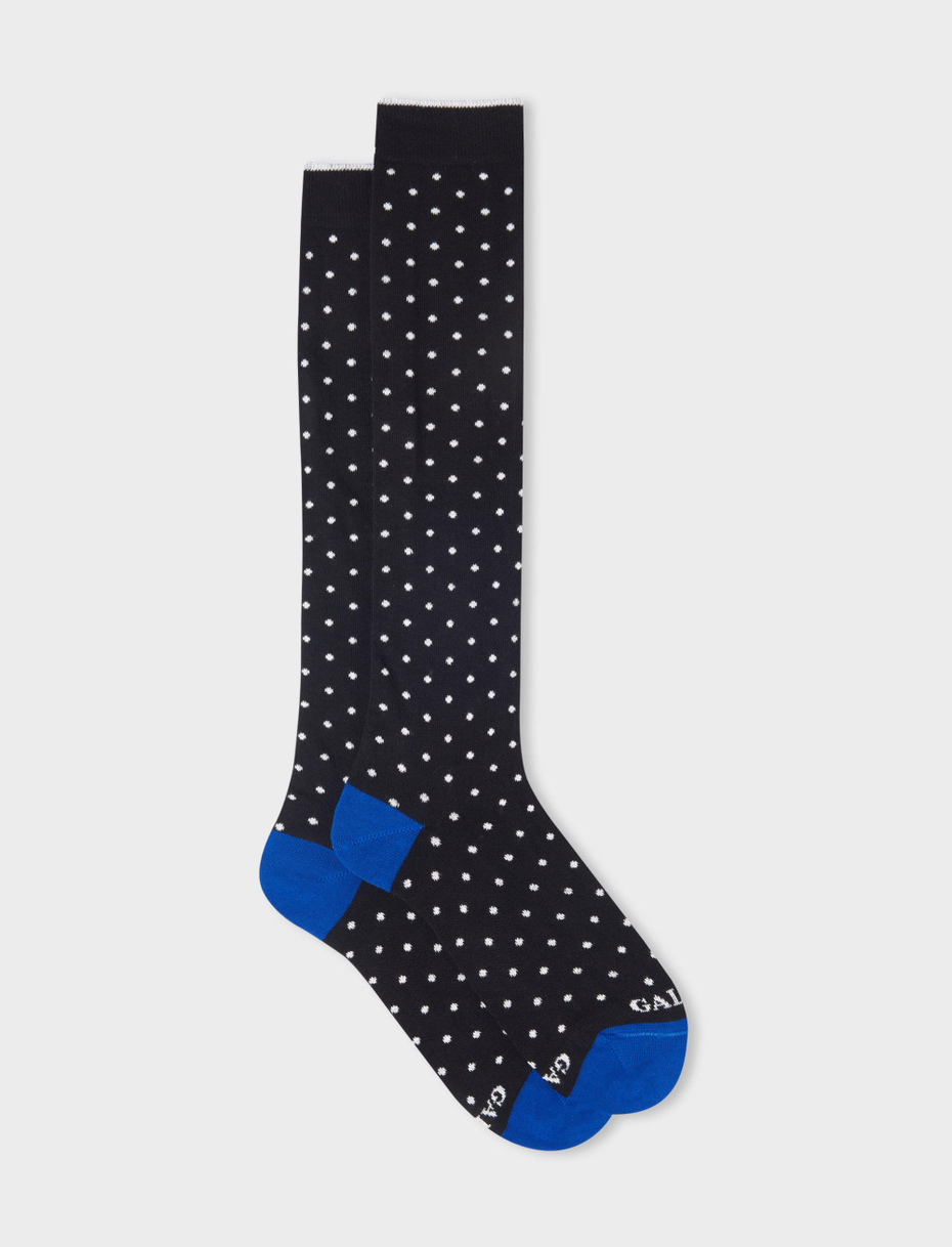 Women's long black cotton socks with polka dots - Gallo 1927 - Official Online Shop