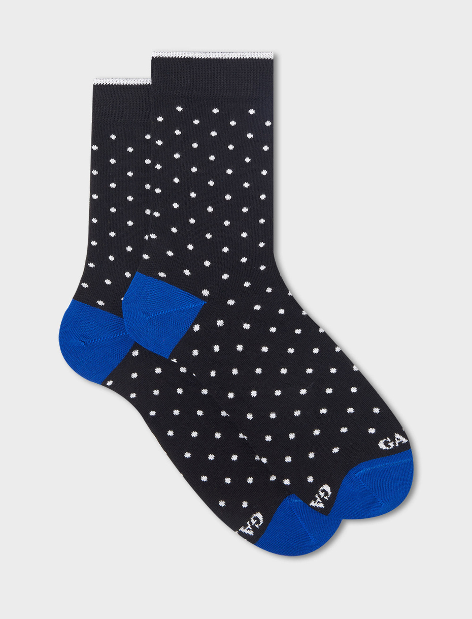 Women's short black cotton socks with polka dots - Gallo 1927 - Official Online Shop
