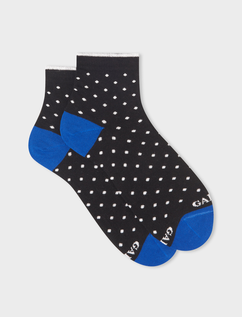 Women's super short black cotton socks with polka dots - Gallo 1927 - Official Online Shop