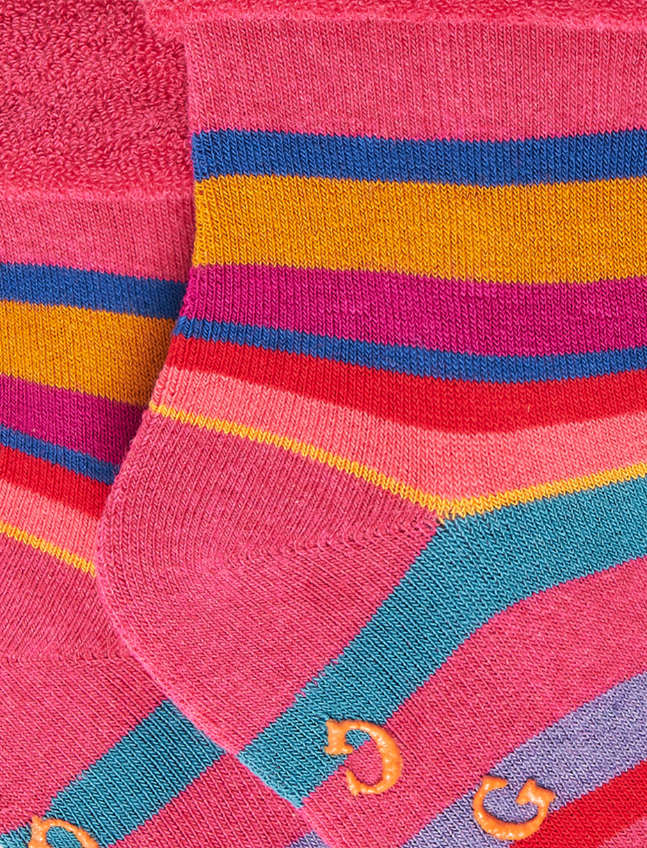 Kids' non-slip erica cotton socks with multicoloured stripes - Gallo 1927 - Official Online Shop